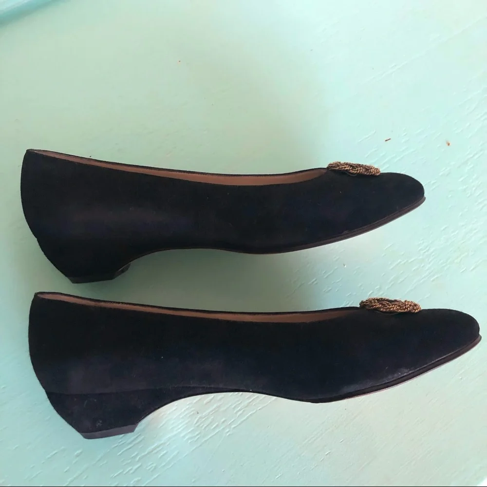 Vintage Salvatore Ferragamo Black Suede Flats - Picture 5 of 9